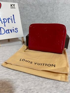 Louis Vuitton Red Patent Vernis Compact Zip Wallet